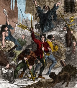 Revolt des Maillotins mot skatt: folkelig oppgang som skjedde under styret til kong Charles VI av Valois i 1382. av Unknown artist
