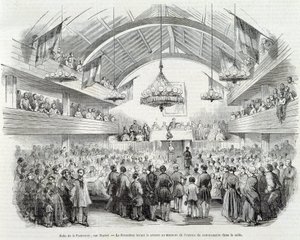 Revolusjonen i 1848: Brotherhood Hall, Rue Martel, presidenten hevet møtet ved inngangen til kommissæren i rommet av Unknown artist