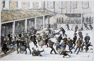 Rink i Halifax, Nova Scotia - i "" Skisser av kanadisk sport og tidsfordriv"" av Lieut. Henry Buckton Laurence av Unknown artist