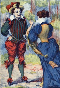 Riquet a la Houppe becomes a handsome gentleman. Anonymous illustration for “” Riquet a la houppe””, tale by Charles Perrault (1628-1703), French writer. Imagery Marcel Vagne, Jarville Nancy, undated (late 19th century). av Unknown artist
