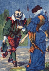 Riquet presents himself to the princess again. Illustration for “Riquet a la houppe””, tale by Charles Perrault (1628-1703), French writer. Anonymous illustration. Imagery Marcel Vagne, Jarville Nancy, undated (late 19th century). av Unknown artist