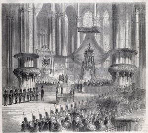 Risorgimento - Feiring av Te Deum i katedralen i Milano ved nærvær av konger av Italia og Frankrike av Unknown artist