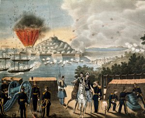 Risorgimento - Expedition of the Thousand or Red Shirts av Giuseppe Garibaldi (1807-1887) - Siege of Gaete, Italia av Unknown artist