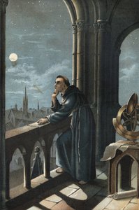 Roger Bacon til oxford. Fransisk munk, teolog, filosof og engelsk lærd (Ilchester, Somerset, ca. 1214 i Oxford av Unknown artist