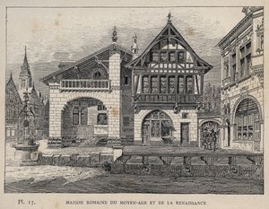Romersk hus fra middelalderen og renessansen - gravering av 1889 i "History of human habitation at the Universal Exhibition of 1889, by Mr Charles GARNIER - Librairie centrale des beaux-arts Paris 1889 av Unknown artist