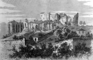 Roma, utsikt over Palatine-fjellet og ruinene av Cesars-palasset. av Unknown artist