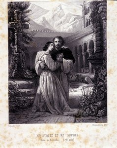 Rosina Stoltz og Gilbert Duprez i akt IV av "The Favorite" av Gaetano Donizetti. 1840. av Unknown artist