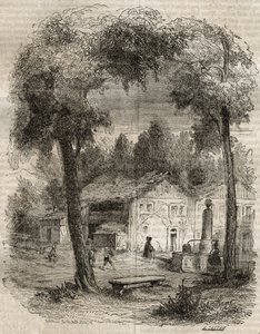 Rousseau a Motiers (Canton of Neuchatel) - Illustration for the “” Confessions” by Jean-Jacques (Jean Jacques) Rousseau (1712-1778) - engraving of 1849 av Unknown artist