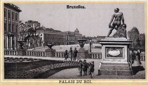 Det kongelige palass i Brussel, Belgia. Kromolitografi fra slutten av 1800-tallet. av Unknown artist