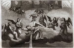 Royaumont Bible, New Testament: Dragon of Revelation. Seven Angels pour out the contents of their cup, symbol of God