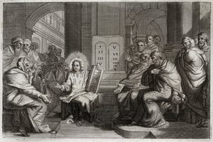 Royaumont Bible, New Testament: Jesus in the Temple among the Doctors. av Unknown artist