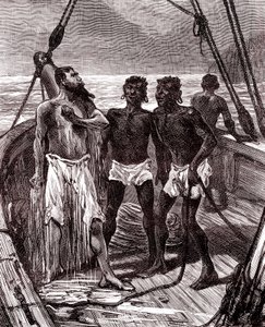Gummitransport på Maroni-elven, Guyana av Unknown artist