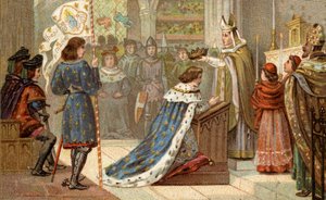 Sacre of Charles VII (1403-1461) i katedralen i Reims (17. juli av Unknown artist