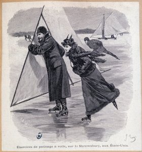 Seiløvelse, på Shrewsbury, USA, ca. 1890 - gravering, sent på 1800-tallet av Unknown artist
