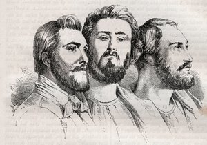 Saint-Simonianism - Saint-Simonianism - Saint Simonians - Charles Duveyrier (1803-1866) - Emile Barrault (1799-1869) - Michel Chevalier (1806-1879 - Gravering av 1882 i "Histoire de dix ans: 18030"-184 -Hvit (1811-1882) av Unknown artist