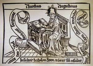 Saint Augustine, fra "De civitate dei" (The Cite of God) av Saint Augustine of Hippo (354-430) av Unknown artist