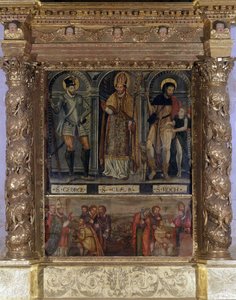 Saint Clair eller Saint Roch Altar: St. Roch and the Button of the Plague og Saint George på vis av Henry III - Church of Our Lady of the Assumption of Rognes av Unknown artist