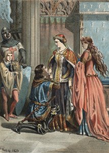 Saint Louis (1214-1270), king of France, and his mother Blanche de Castille (1188-1252). engraving of 1881 in “El Culto de la Hermosura” by Juan Justo Huguet, Molinas Hermanos editores av Unknown artist