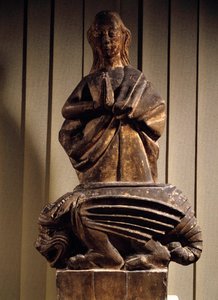 Saint Margarita seirende av demonen Skulptur på stein fra 1400-tallet. Compiegne Musee Vivenel av Unknown artist