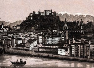 Salzkammergut Region, Austria: salzburg von kapuzinergarten. in “” The world illustrates 168 views”” Undated (late 19th century) av Unknown artist