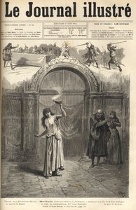 Sarah Bernhardt: Lady Macbeth i "" Macbeth"", drama av Shakespeare, tilpasset av Jean Richepin - Theatre de la porte Saint-Martin - gravering i "Le journal illustrious"" fra 1884 av Unknown artist