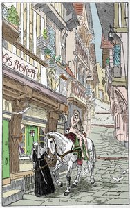 Saksisk legende: Godiva (Lady Godiva eller Godgifu), en saksisk kvinne som i begynnelsen av år 1000 krysset naken på hesteryggen over gatene i Coventry i England, for å overbevise ektemannen om å redusere skattene han påla for å finansiere sin militær camp av Unknown artist