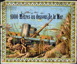 Scaphandler og forliste båt - i "" 1000 meter under havet"" av Jules Verne av Unknown artist
