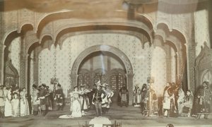 Scene de la piece of theatre ""le Faux Dmitri"" av Alexandre Nikolaievitch Ostrovski (1823-1926). Teater Maly de Moscou. Photographie, annees 1870. Statens sentrale A. Bakhrushin teatermuseum, Moskva Scene fra teaterstykket ""False Dmitriy"" av Ale av Unknown artist