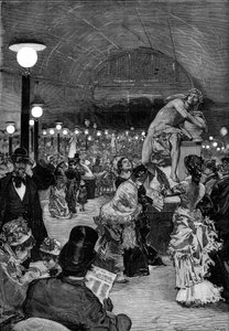 Skulpturrom på Salon de 1879 ved Palais des Champs-Elysees (Champs Elysees) i Paris. Gravering i "" Le monde illustrious"" av Unknown artist