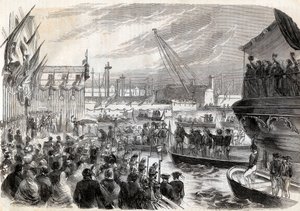 Andre italienske uavhengighetskrig, italiensk kampanje i 1859: Napoleon III (1808-1873) i havnen i Genes 12/05/1859 - Frenchs ankomst til Genova, 12. mai av Unknown artist