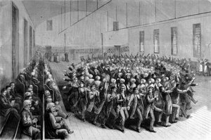 Shaking Quakers religiøs prosesjon (dans) i New York. Illustrasjon av 1800-tallet. av Unknown artist