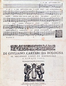 Noterside av Madrigalene (2. bok) av Giuliano Cartari fra Bologna av Unknown artist