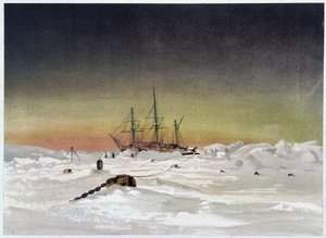 Ship in the Ice - i “” The shores of the polar sea, an Arctic expedition narration””, av Dr. Edward Moos, Marcus Nard & Co, London av Unknown artist