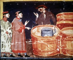 Butikk med håndverker fra et miniatyrmanuskript fra 1300-tallet. av Unknown artist