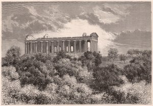 Sidevisning av det gamle hellenske konkordetemplet i Agrigento på Sicilia, Italia av Unknown
