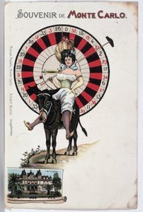Suvenirpostkort av Monte Carlo, sent på 1800-tallet av Unknown artist