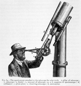 Spektroskop i tillegg til teleskop for observasjon av solen av Unknown artist