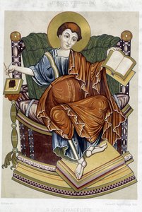St Lukas evangelist - chromo. 1800-tallet fra et dokument fra 800-tallet av Unknown artist