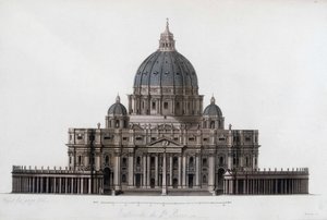 Peterskirken i Roma til Vatikanet (San Pietro in Vaticano). I "" Den gamle og moderne drakten"" 1819-1820, av Jules Ferrario. av Unknown artist
