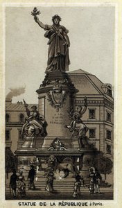 Statue av republikken, Place de la Republique i Paris. Kromolitografi fra slutten av 1800-tallet. av Unknown artist
