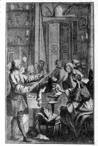 Stephen Grays eksperiment (1670 - 1736) på den elektriske ledningsevnen til menneskekroppen. Gravering fra 1800-tallet. av Unknown artist