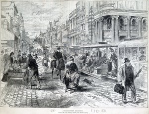 Gatescener, Collins Street i Melbourne i 1889. av Unknown artist