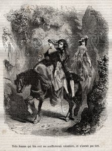 Such a woman who read this would gladly blow me, and would not be wrong. - Illustration for the “” confessions” by Jean-Jacques (Jean Jacques) Rousseau (1712-1778) - engraving of 1849 av Unknown artist