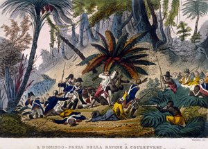 Tatt de la Ravine på Reuvres 23.02.1802. Leclerc-ekspedisjonen, som omkranser troppene til Francois Dominique Toussaint, kjent som "Toussaint-Louverture" (Toussaint Louverture) av Unknown artist