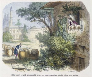 Fortelling: "" hun trodde at han sørget for at varene hans var i orden"" - i "" Tusen og én natt", red. Emile Guérin, fortalt av Md Bondet, Paris, n.d. av Unknown artist