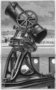 Teleskop til Trocadero Popular Observatory i Paris. Gravering i "" La Nature"" av Unknown artist