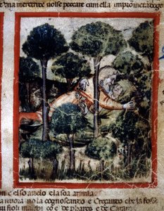 Thamar (Tamar) er besatt av Amnon (Ammon)» Miniatyr hentet fra Codex 212 (eller Paduan Codex eller Bible of Padua) 1390-1400 Rovigo, Accademia dei Concordi av Unknown artist