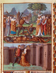 Slaget om Horaces og Curiacias De tre Horaces i Roma møter de tre Curiaces. Ulike kampscener. Horace, en av de tre Horace-brødrene (de tre Horaces), romere designet for å møte de tre Curiaces, fra byen Alba på 700-tallet av Unknown artist