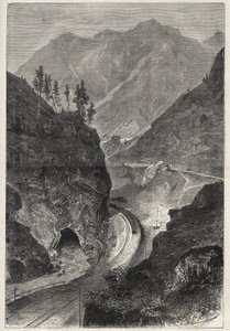 Brennerjernbanen (Brennero) til Tyrol (Tirolo - Tirol) - Gravering 1867 - av Unknown artist