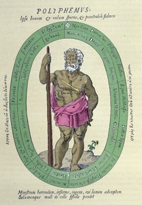The Cyclops Polyphemus (Polyphemus), satire mot Nicolas Durand de Villegagnon, fransk militær og oppdagelsesreisende (1510-1571) av Unknown artist